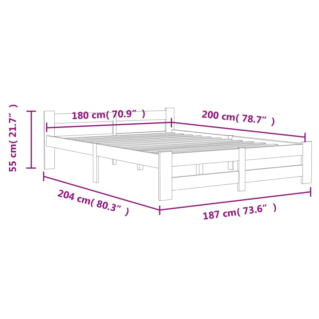 Bedframe massief grenenhout wit 180x200 cm Bedden & bedframes | Creëer jouw Trendy Thuis | Gratis bezorgd & Retour | Trendy.nl