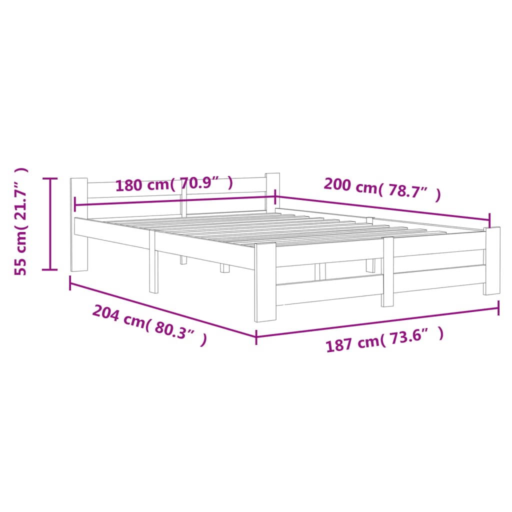 Bedframe massief grenenhout honingbruin 180x200 cm Bedden & bedframes | Creëer jouw Trendy Thuis | Gratis bezorgd & Retour | Trendy.nl