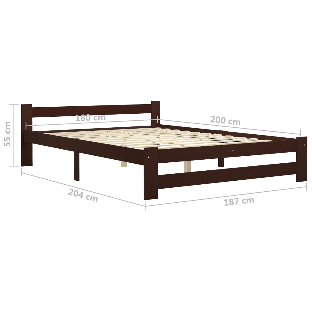 Bedframe massief grenenhout donkerbruin 180x200 cm Bedden & bedframes | Creëer jouw Trendy Thuis | Gratis bezorgd & Retour | Trendy.nl