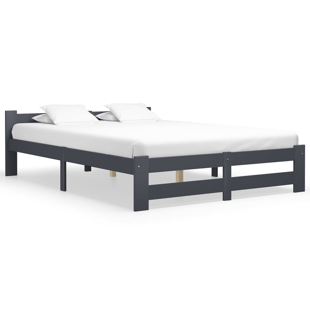 Bedframe massief grenenhout donkergrijs 180x200 cm Bedden & bedframes | Creëer jouw Trendy Thuis | Gratis bezorgd & Retour | Trendy.nl