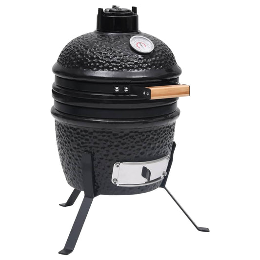 Kamado barbecue 2-in-1 56 cm keramiek zwart