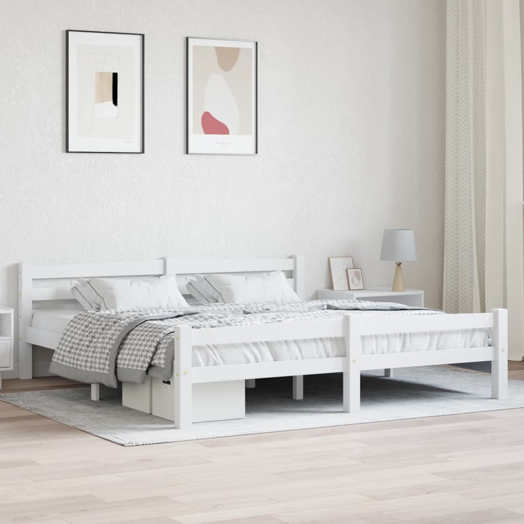 Bedframe massief grenenhout wit 180x200 cm Bedden & bedframes | Creëer jouw Trendy Thuis | Gratis bezorgd & Retour | Trendy.nl