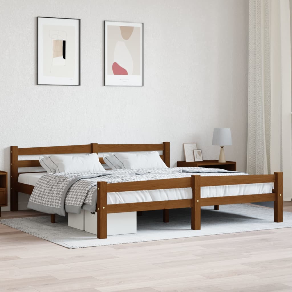 Bedframe massief grenenhout honingbruin 180x200 cm Bedden & bedframes | Creëer jouw Trendy Thuis | Gratis bezorgd & Retour | Trendy.nl