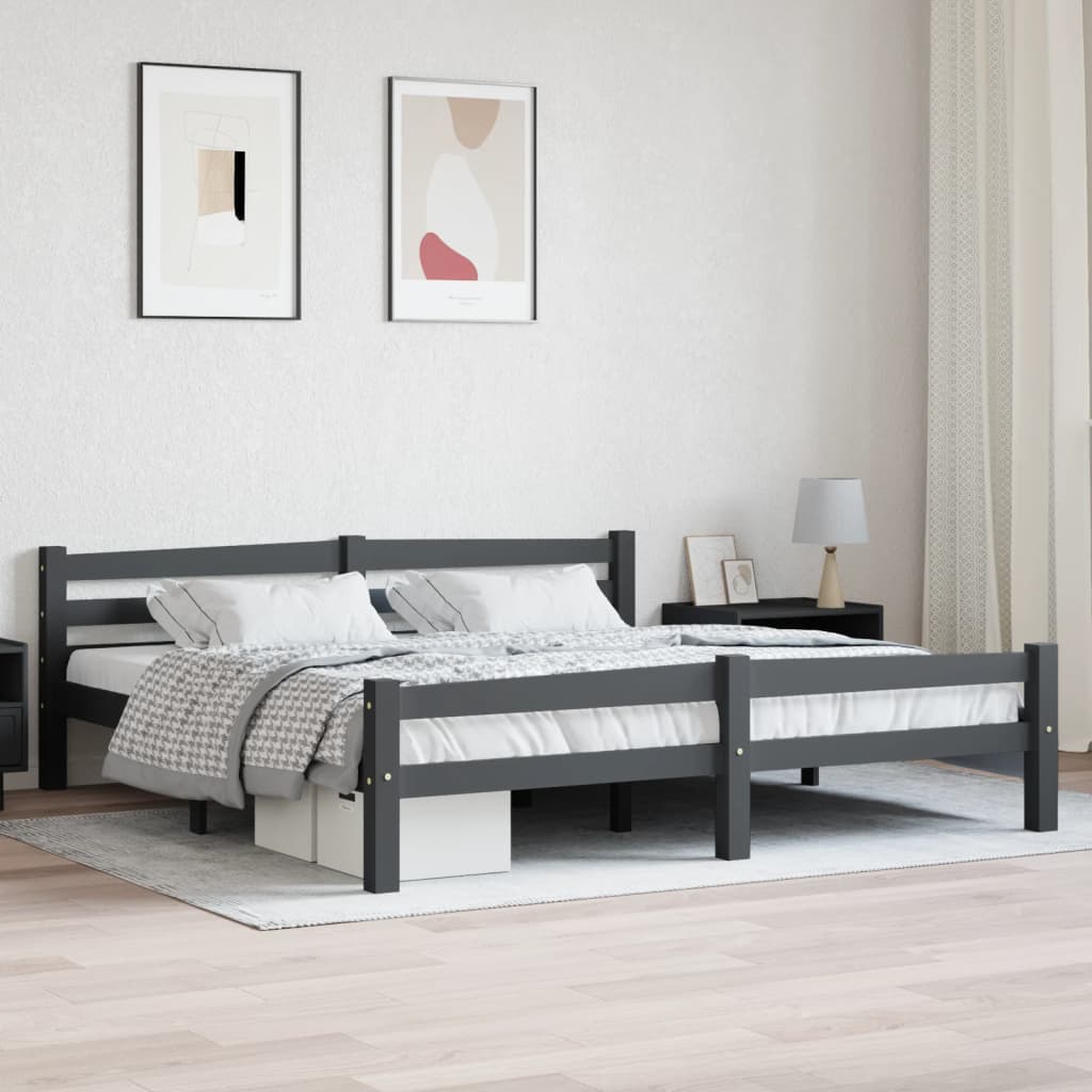 Bedframe massief grenenhout donkergrijs 180x200 cm Bedden & bedframes | Creëer jouw Trendy Thuis | Gratis bezorgd & Retour | Trendy.nl