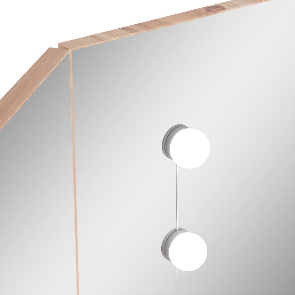 Moderne hoekkaptafel met sfeervolle LED-verlichting in warme eikenkleur - Afmeting 111x54x141,5 cm Slaapkamerkaptafels | Creëer jouw Trendy Thuis | Gratis bezorgd & Retour | Trendy.nl