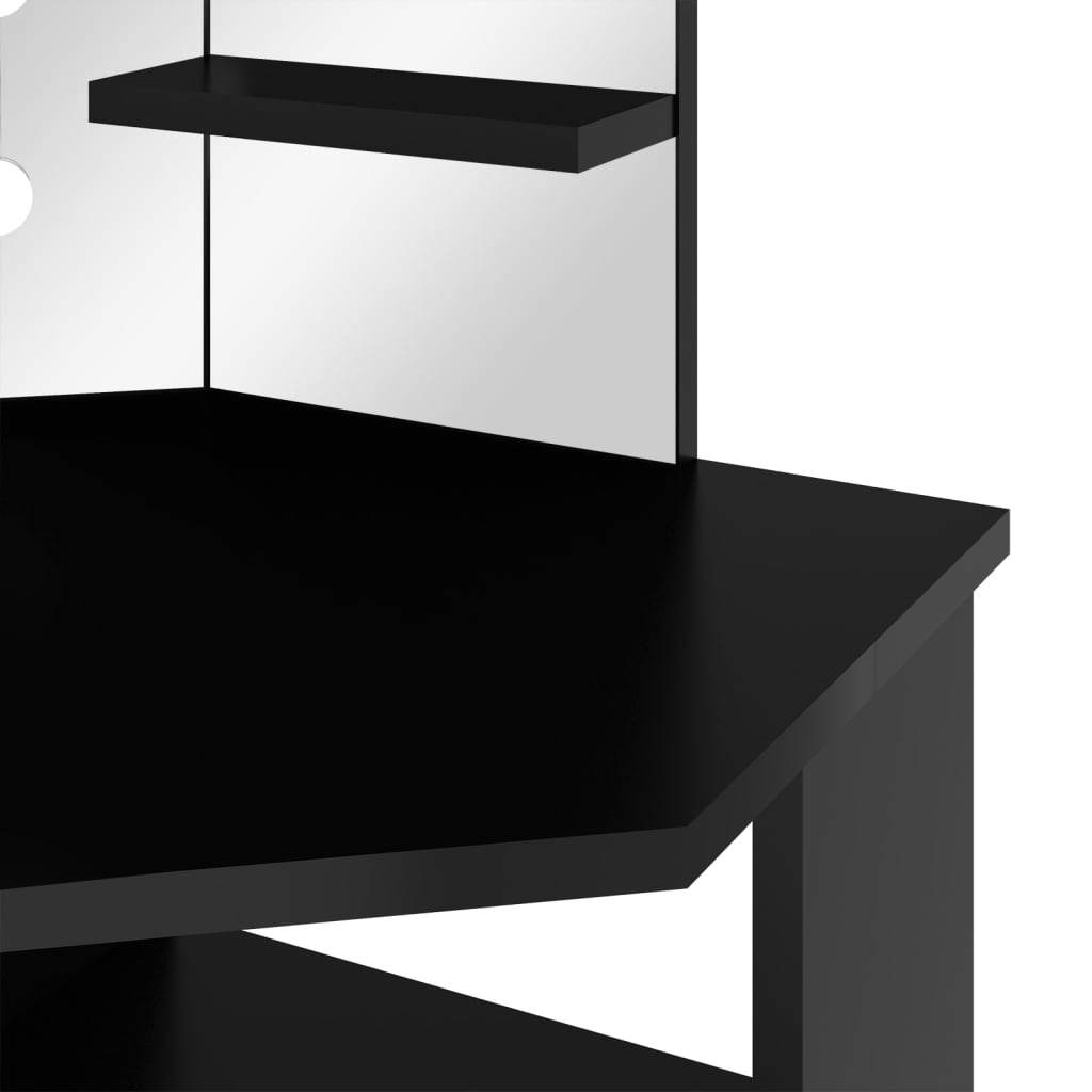 Stijlvolle hoekkaptafel met LED-verlichting - 111x54x141,5 cm - in trendy zwart Slaapkamerkaptafels | Creëer jouw Trendy Thuis | Gratis bezorgd & Retour | Trendy.nl