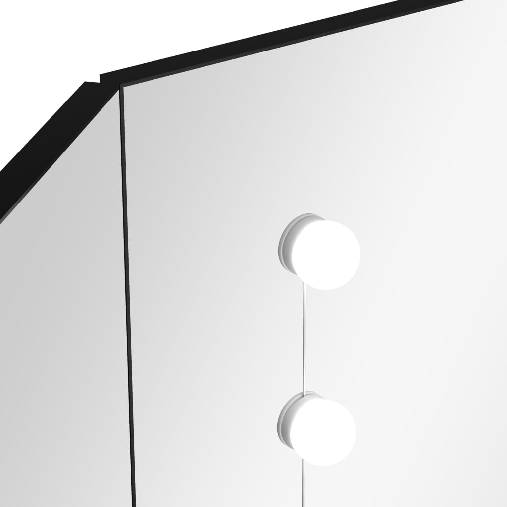 Stijlvolle hoekkaptafel met LED-verlichting - 111x54x141,5 cm - in trendy zwart Slaapkamerkaptafels | Creëer jouw Trendy Thuis | Gratis bezorgd & Retour | Trendy.nl