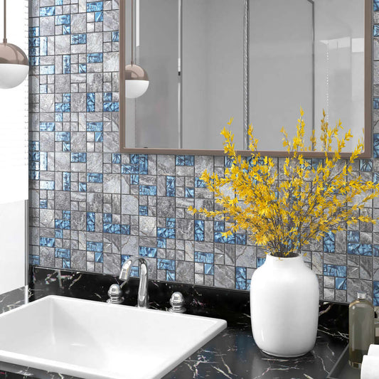 Mozaïektegels 11 st 30x30 cm glas grijs en blauw Muur- & plafondtegels | Creëer jouw Trendy Thuis | Gratis bezorgd & Retour | Trendy.nl