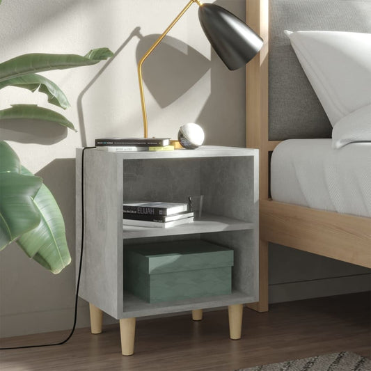 Nachtkastje met massief houten poten 40x30x50 cm betongrijs Nachtkastjes | Creëer jouw Trendy Thuis | Gratis bezorgd & Retour | Trendy.nl