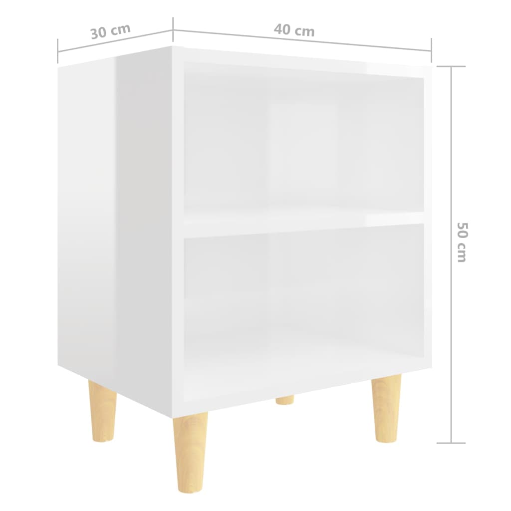 Nachtkastjes 2 st met houten poten 40x30x50 cm hoogglans wit Nachtkastjes | Creëer jouw Trendy Thuis | Gratis bezorgd & Retour | Trendy.nl