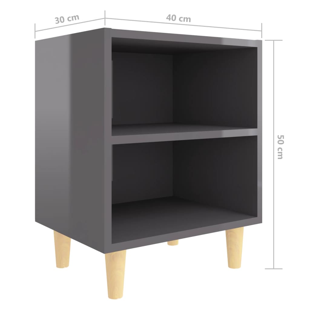 Nachtkastje met houten poten 40x30x50 cm hoogglans grijs Nachtkastjes | Creëer jouw Trendy Thuis | Gratis bezorgd & Retour | Trendy.nl