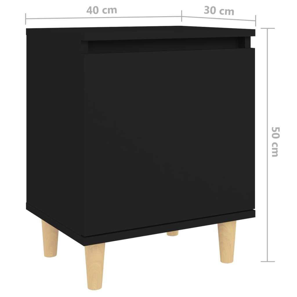 Nachtkastje met massief houten poten 40x30x50 cm zwart Nachtkastjes | Creëer jouw Trendy Thuis | Gratis bezorgd & Retour | Trendy.nl