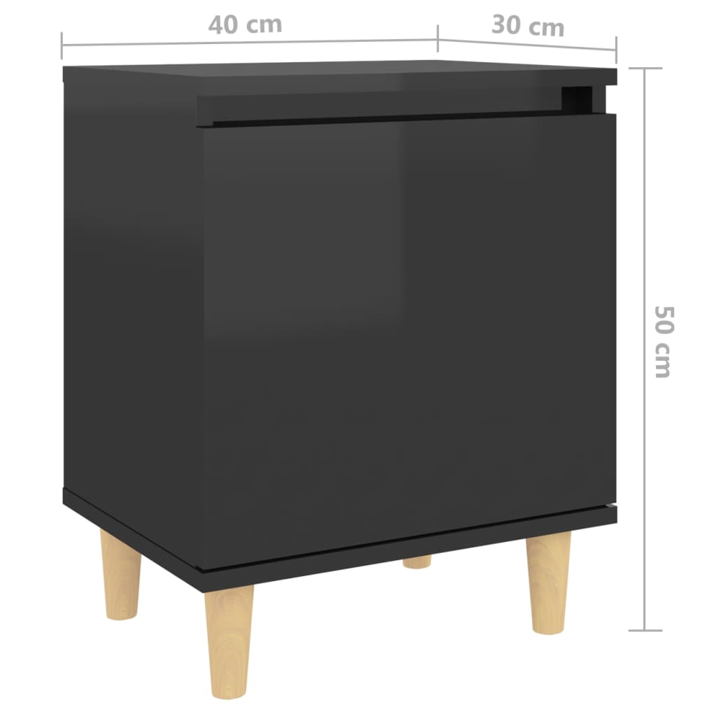 Nachtkastjes 2 st met houten poten 40x30x50 cm hoogglans zwart Nachtkastjes | Creëer jouw Trendy Thuis | Gratis bezorgd & Retour | Trendy.nl