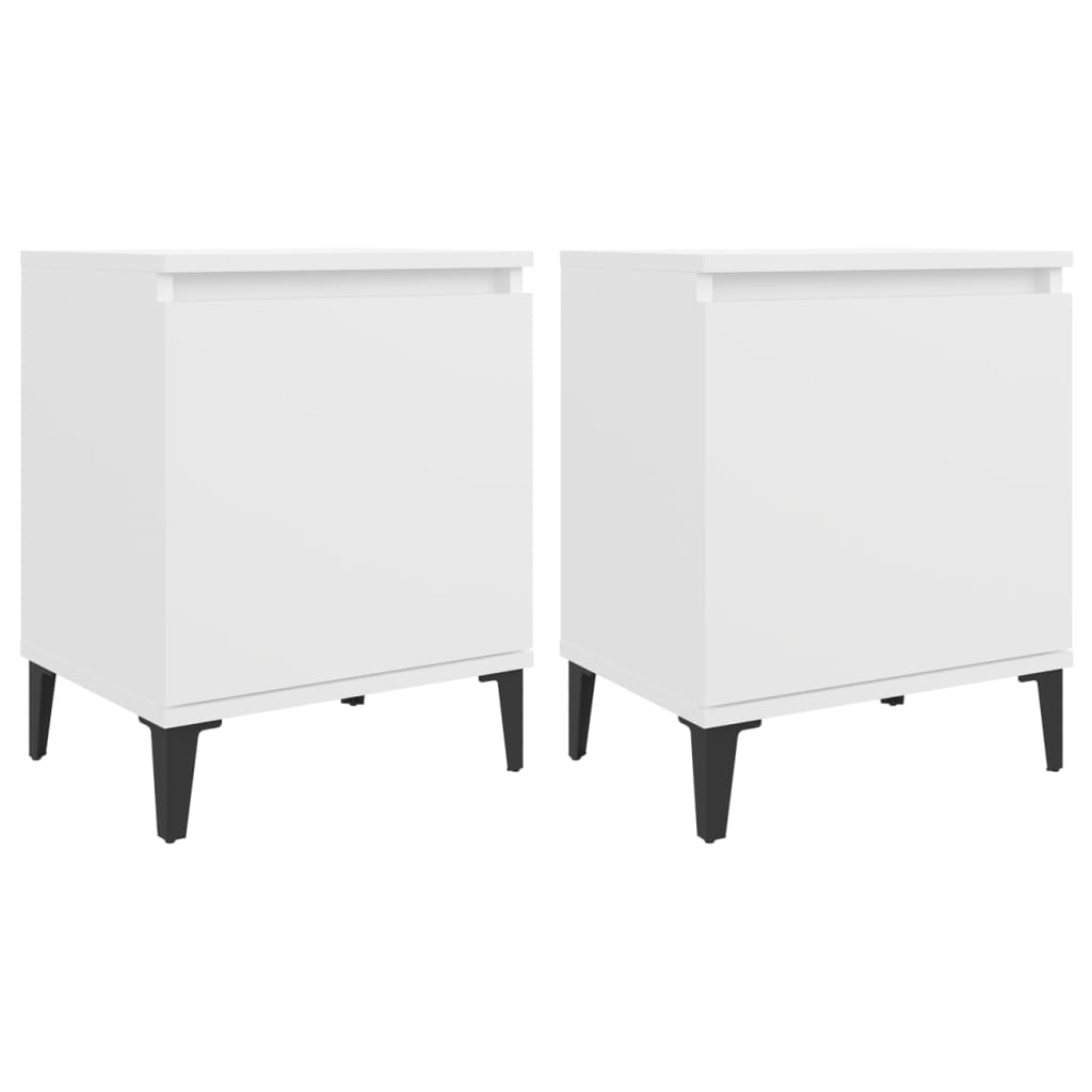 Nachtkastjes 2 st met metalen poten 40x30x50 cm wit Nachtkastjes | Creëer jouw Trendy Thuis | Gratis bezorgd & Retour | Trendy.nl