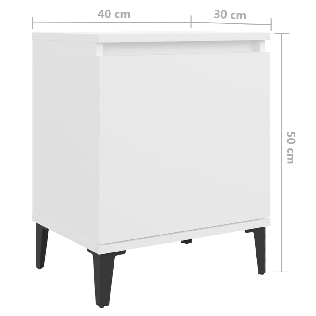 Nachtkastjes 2 st met metalen poten 40x30x50 cm wit Nachtkastjes | Creëer jouw Trendy Thuis | Gratis bezorgd & Retour | Trendy.nl