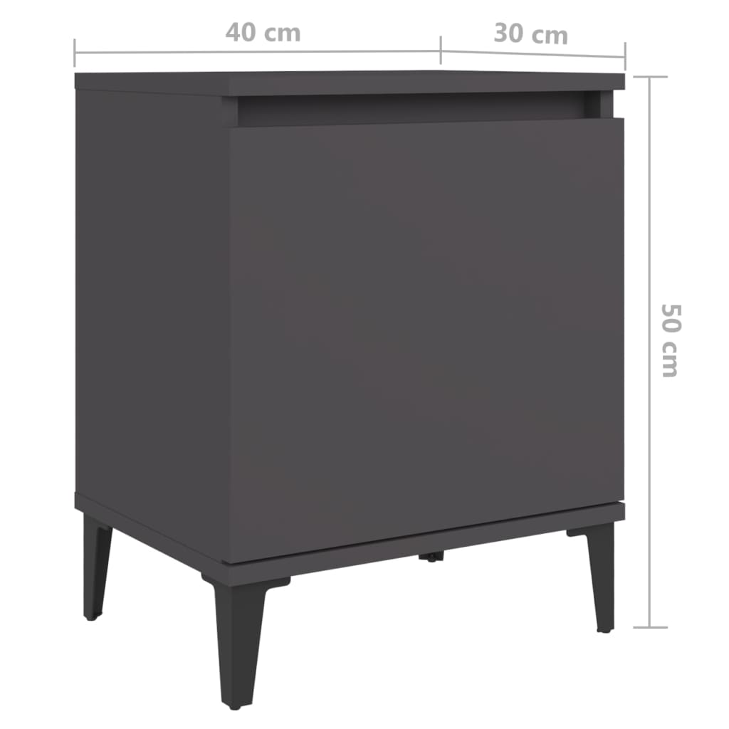 Nachtkastje met metalen poten 40x30x50 cm grijs Nachtkastjes | Creëer jouw Trendy Thuis | Gratis bezorgd & Retour | Trendy.nl