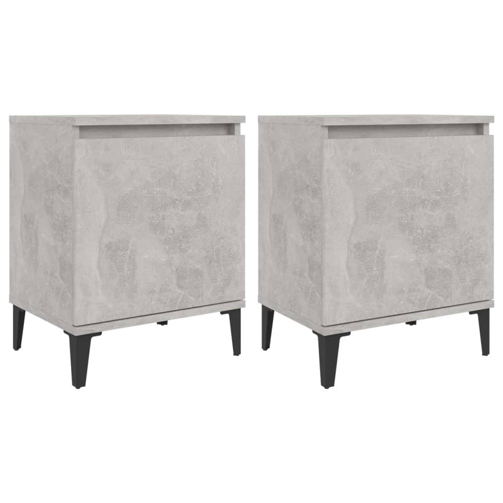 Nachtkastjes 2 st met metalen poten 40x30x50 cm betongrijs Nachtkastjes | Creëer jouw Trendy Thuis | Gratis bezorgd & Retour | Trendy.nl