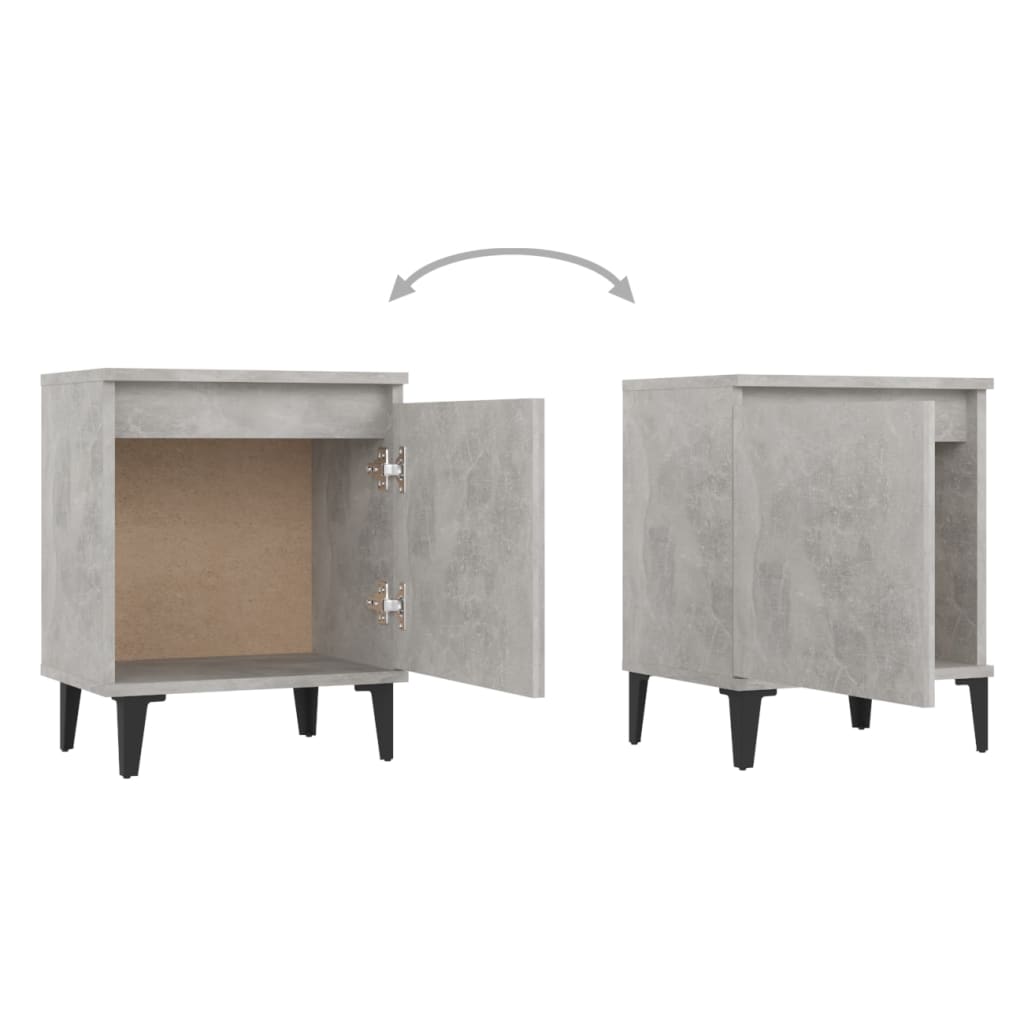 Nachtkastjes 2 st met metalen poten 40x30x50 cm betongrijs Nachtkastjes | Creëer jouw Trendy Thuis | Gratis bezorgd & Retour | Trendy.nl