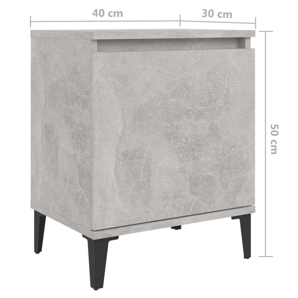 Nachtkastjes 2 st met metalen poten 40x30x50 cm betongrijs Nachtkastjes | Creëer jouw Trendy Thuis | Gratis bezorgd & Retour | Trendy.nl