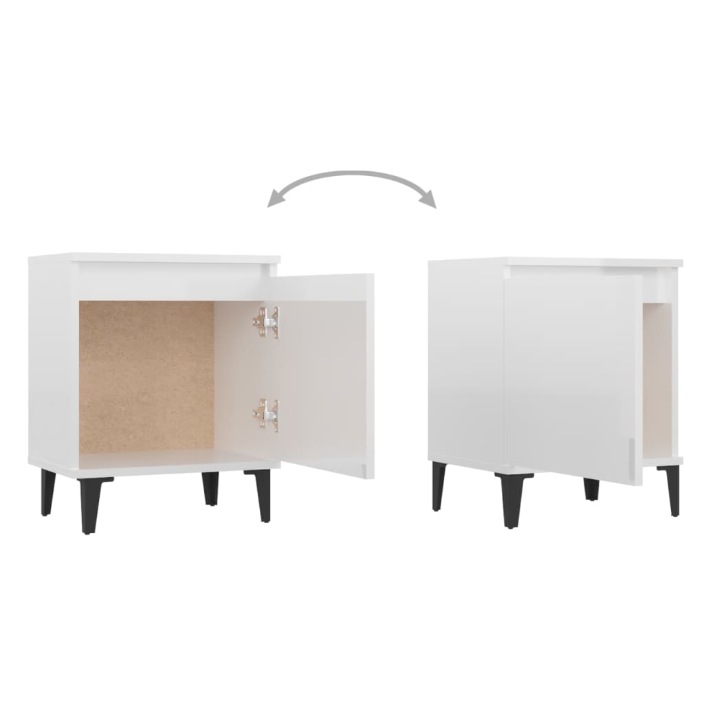 Nachtkastje met metalen poten 40x30x50 cm hoogglans wit Nachtkastjes | Creëer jouw Trendy Thuis | Gratis bezorgd & Retour | Trendy.nl