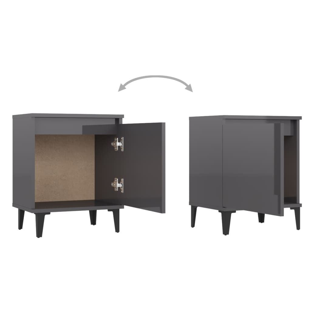 Nachtkastje met metalen poten 40x30x50 cm hoogglans grijs Nachtkastjes | Creëer jouw Trendy Thuis | Gratis bezorgd & Retour | Trendy.nl