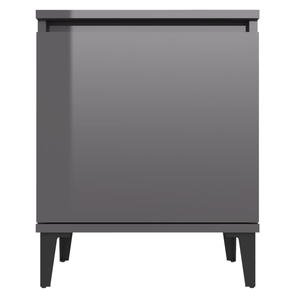 Nachtkastje met metalen poten 40x30x50 cm hoogglans grijs Nachtkastjes | Creëer jouw Trendy Thuis | Gratis bezorgd & Retour | Trendy.nl