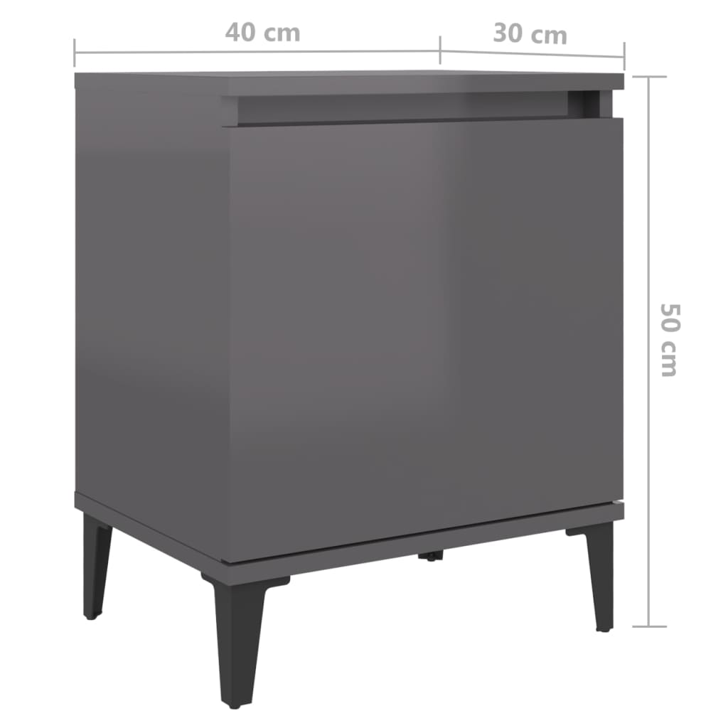 Nachtkastje met metalen poten 40x30x50 cm hoogglans grijs Nachtkastjes | Creëer jouw Trendy Thuis | Gratis bezorgd & Retour | Trendy.nl