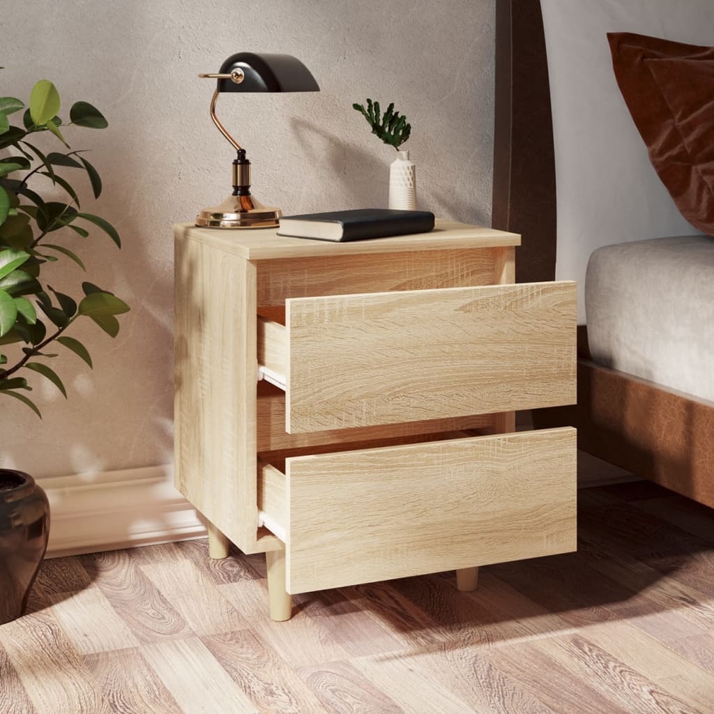 Nachtkastje met houten poten 40x35x50 cm sonoma eikenkleurig Nachtkastjes | Creëer jouw Trendy Thuis | Gratis bezorgd & Retour | Trendy.nl