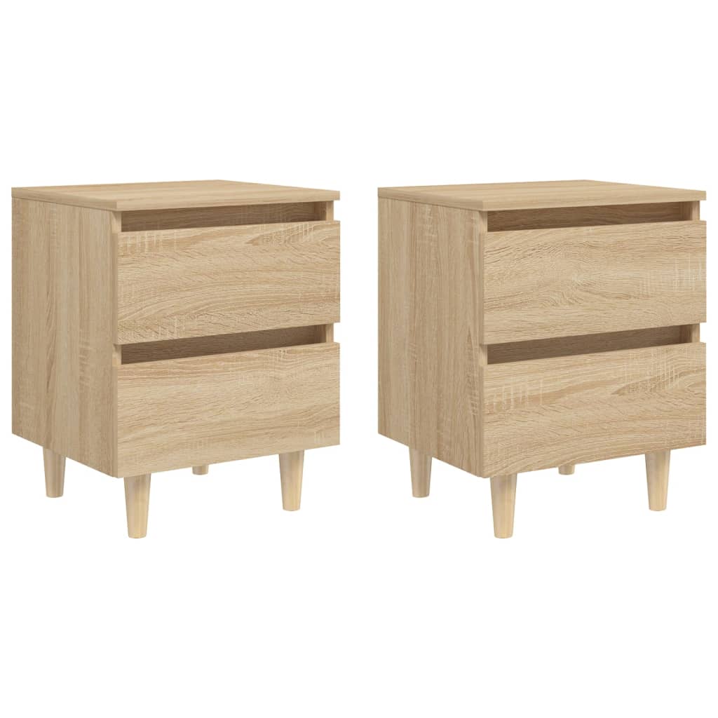 Nachtkastjes 2 st met houten poten 40x35x50cm sonoma eikenkleur Nachtkastjes | Creëer jouw Trendy Thuis | Gratis bezorgd & Retour | Trendy.nl