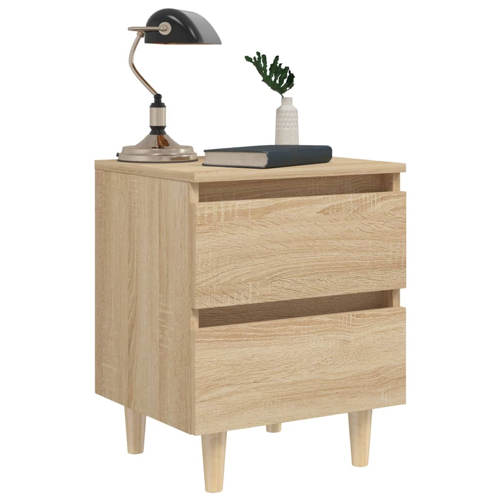 Nachtkastjes 2 st met houten poten 40x35x50cm sonoma eikenkleur Nachtkastjes | Creëer jouw Trendy Thuis | Gratis bezorgd & Retour | Trendy.nl