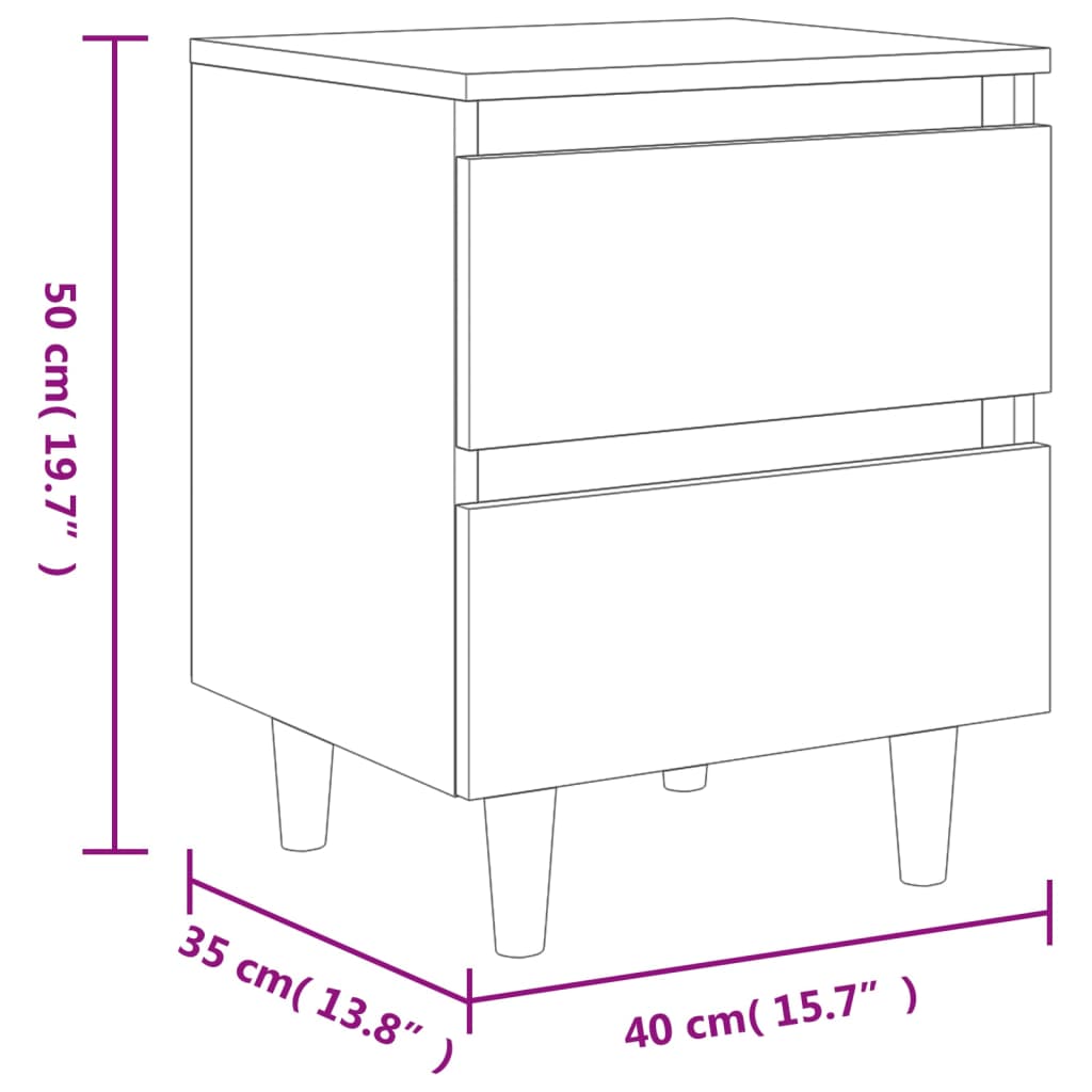 Nachtkastje met grenenhouten poten 40x35x50 cm betongrijs Nachtkastjes | Creëer jouw Trendy Thuis | Gratis bezorgd & Retour | Trendy.nl