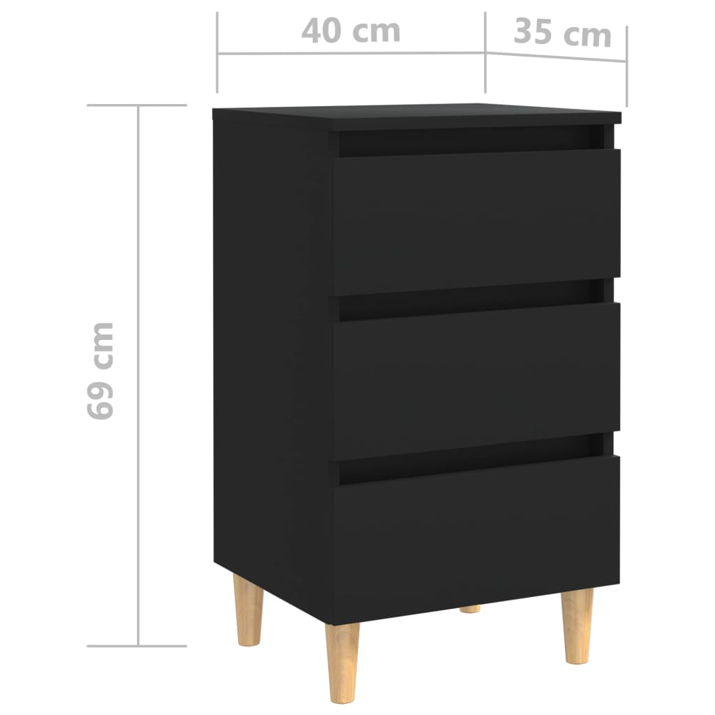 Nachtkastje met massief houten poten 40x35x69 cm zwart Nachtkastjes | Creëer jouw Trendy Thuis | Gratis bezorgd & Retour | Trendy.nl
