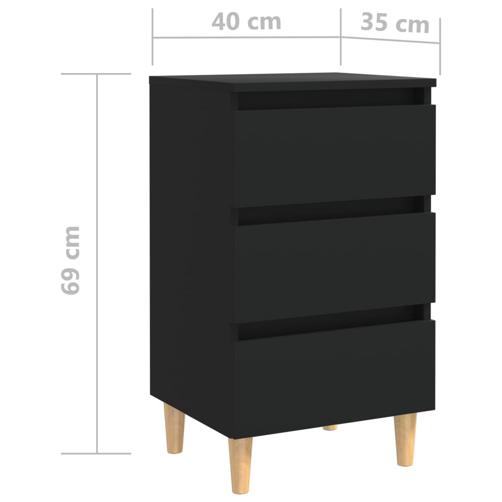 Nachtkastjes 2 st met massief houten poten 40x35x69 cm zwart Nachtkastjes | Creëer jouw Trendy Thuis | Gratis bezorgd & Retour | Trendy.nl