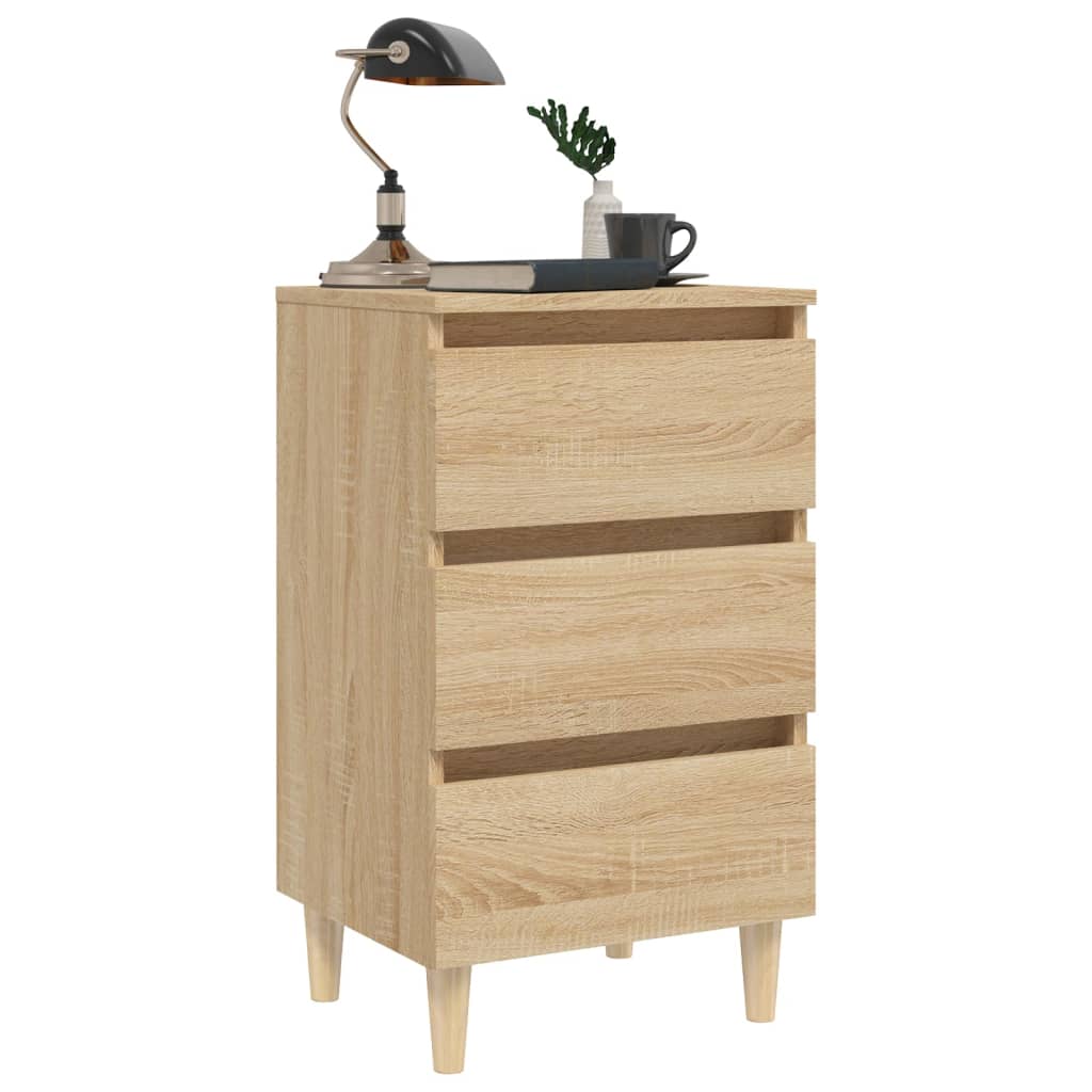 Nachtkastje met houten poten 40x35x69 cm sonoma eikenkleurig Nachtkastjes | Creëer jouw Trendy Thuis | Gratis bezorgd & Retour | Trendy.nl