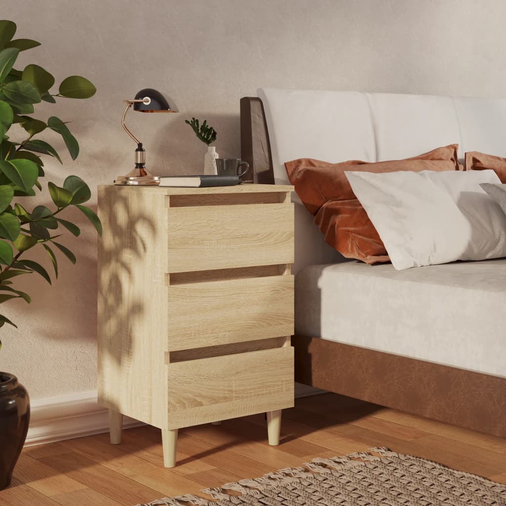 Nachtkastje met houten poten 40x35x69 cm sonoma eikenkleurig Nachtkastjes | Creëer jouw Trendy Thuis | Gratis bezorgd & Retour | Trendy.nl