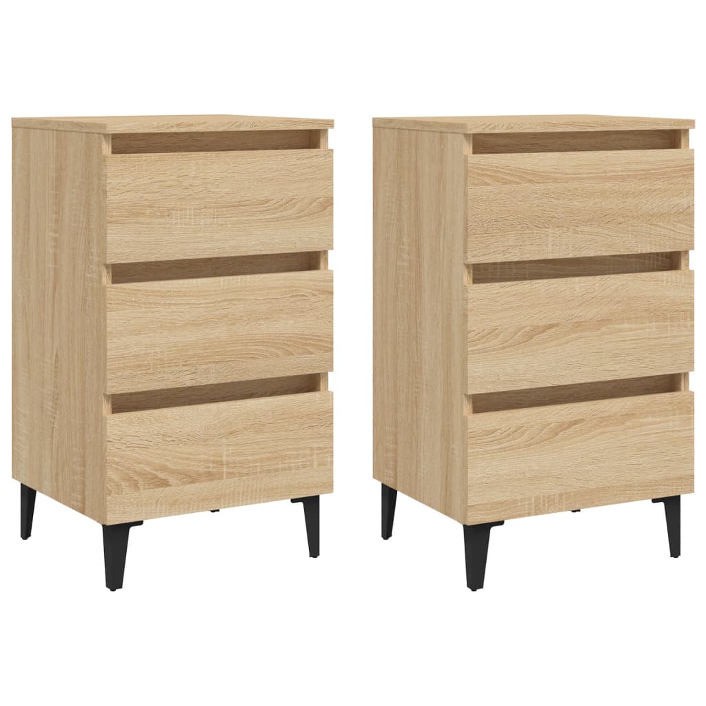 Nachtkastjes 2 st met metalen poten 40x35x69 cm sonoma eiken Nachtkastjes | Creëer jouw Trendy Thuis | Gratis bezorgd & Retour | Trendy.nl