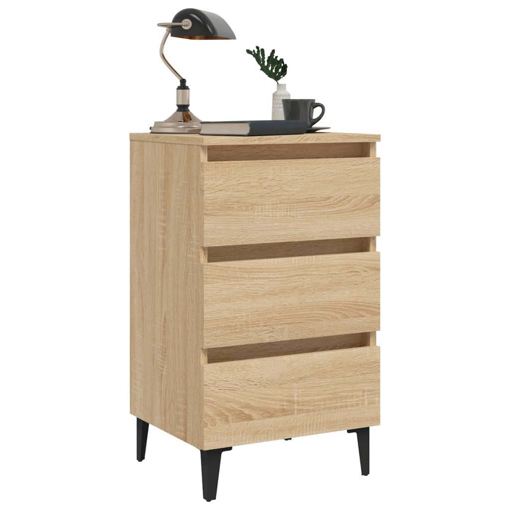 Nachtkastjes 2 st met metalen poten 40x35x69 cm sonoma eiken Nachtkastjes | Creëer jouw Trendy Thuis | Gratis bezorgd & Retour | Trendy.nl