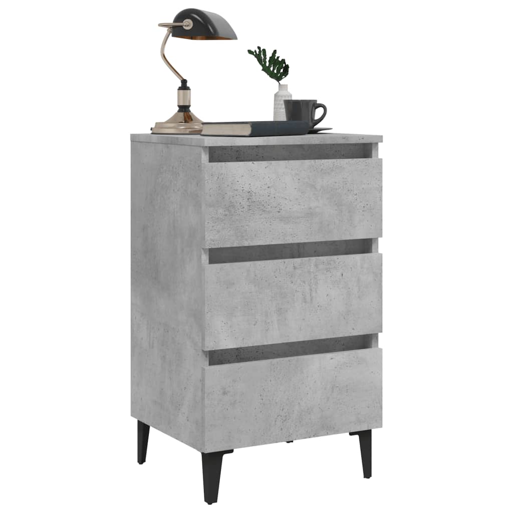 Nachtkastje met metalen poten 40x35x69 cm betongrijs Nachtkastjes | Creëer jouw Trendy Thuis | Gratis bezorgd & Retour | Trendy.nl