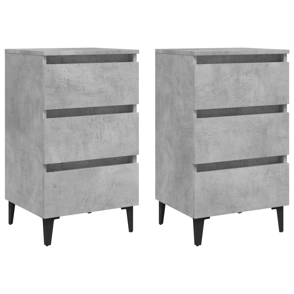 Nachtkastjes 2 st met metalen poten 40x35x69 cm betongrijs Nachtkastjes | Creëer jouw Trendy Thuis | Gratis bezorgd & Retour | Trendy.nl