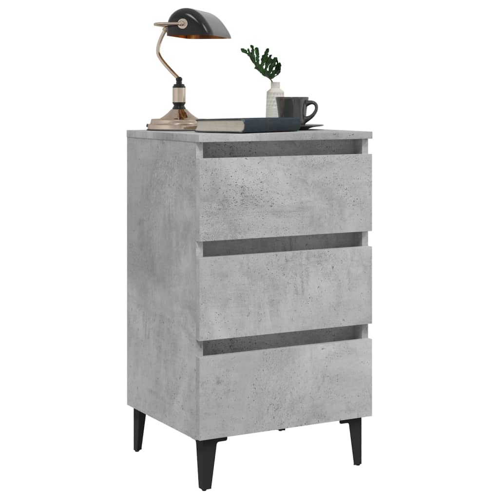 Nachtkastjes 2 st met metalen poten 40x35x69 cm betongrijs Nachtkastjes | Creëer jouw Trendy Thuis | Gratis bezorgd & Retour | Trendy.nl