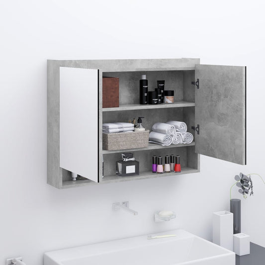 Badkamerkast met spiegel 80x15x60 cm MDF betongrijs Badkamerkaptafels | Creëer jouw Trendy Thuis | Gratis bezorgd & Retour | Trendy.nl