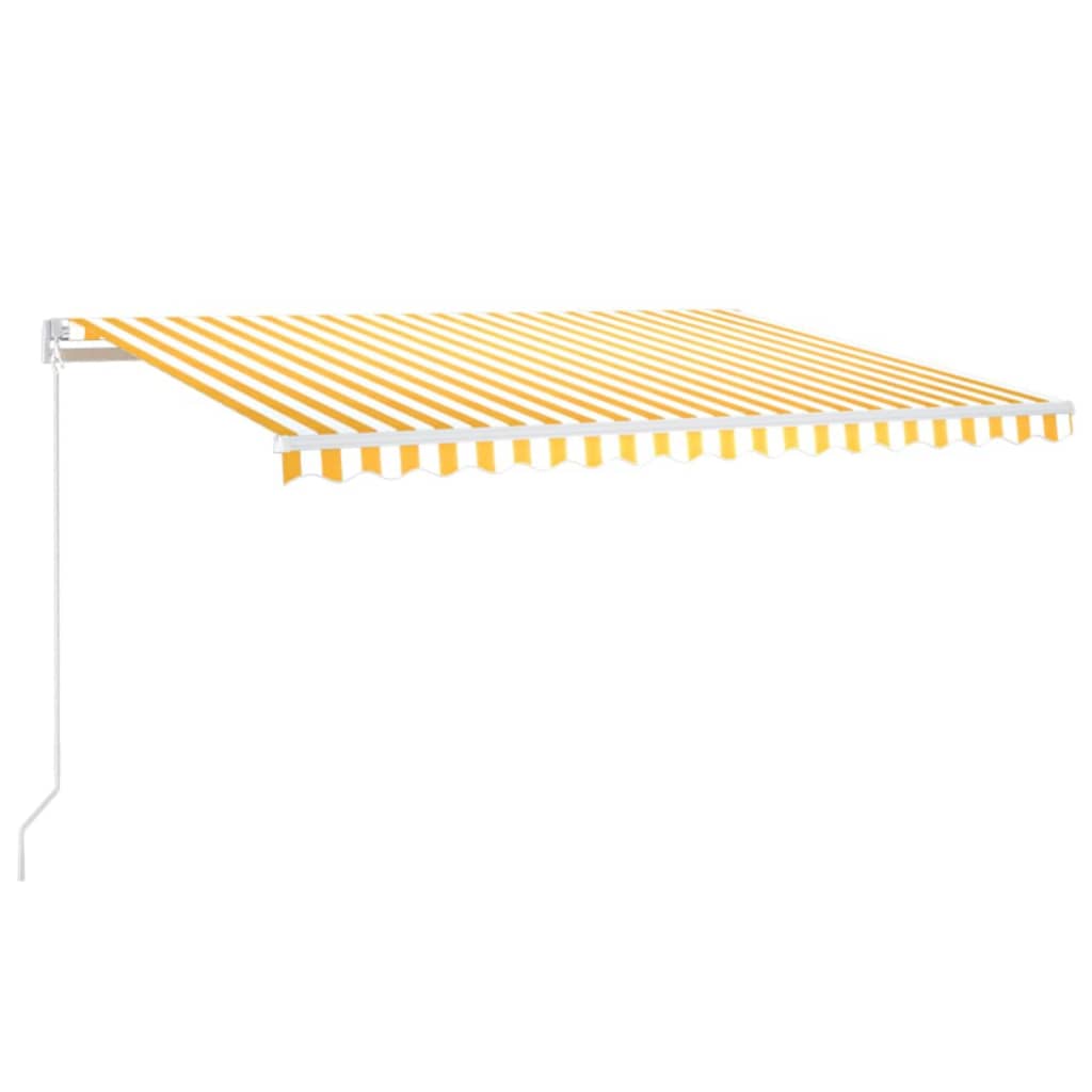 Luifel handmatig uittrekbaar met LED 400x350 cm geel en wit