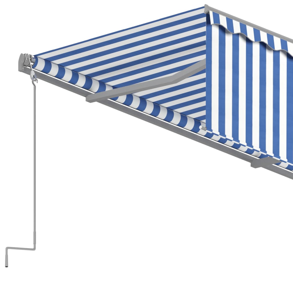 Luifel handmatig uittrekbaar met rolgordijn LED 4x3 m blauw wit