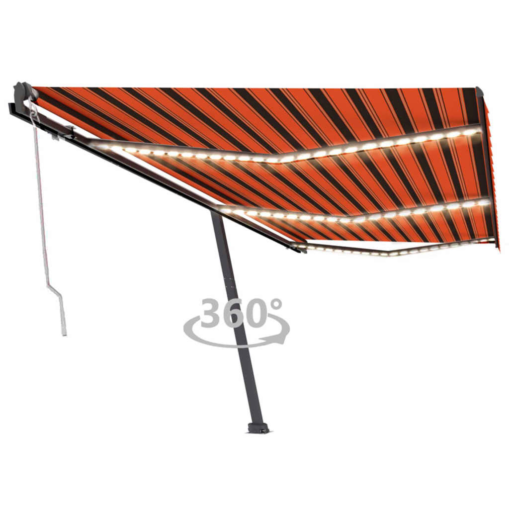 Luifel automatisch met LED windsensor 600x300 cm oranje bruin
