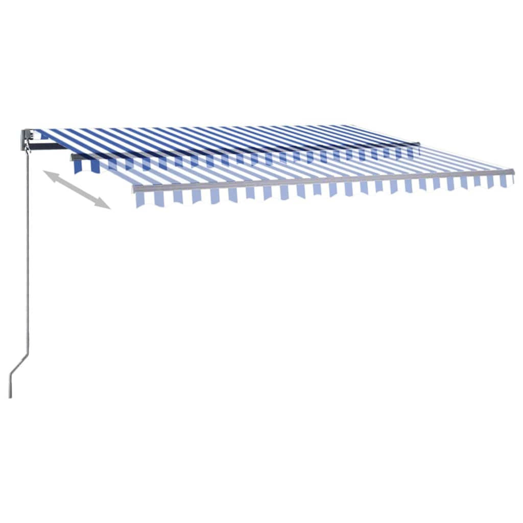 Luifel automatisch met LED en windsensor 400x350 cm blauw wit