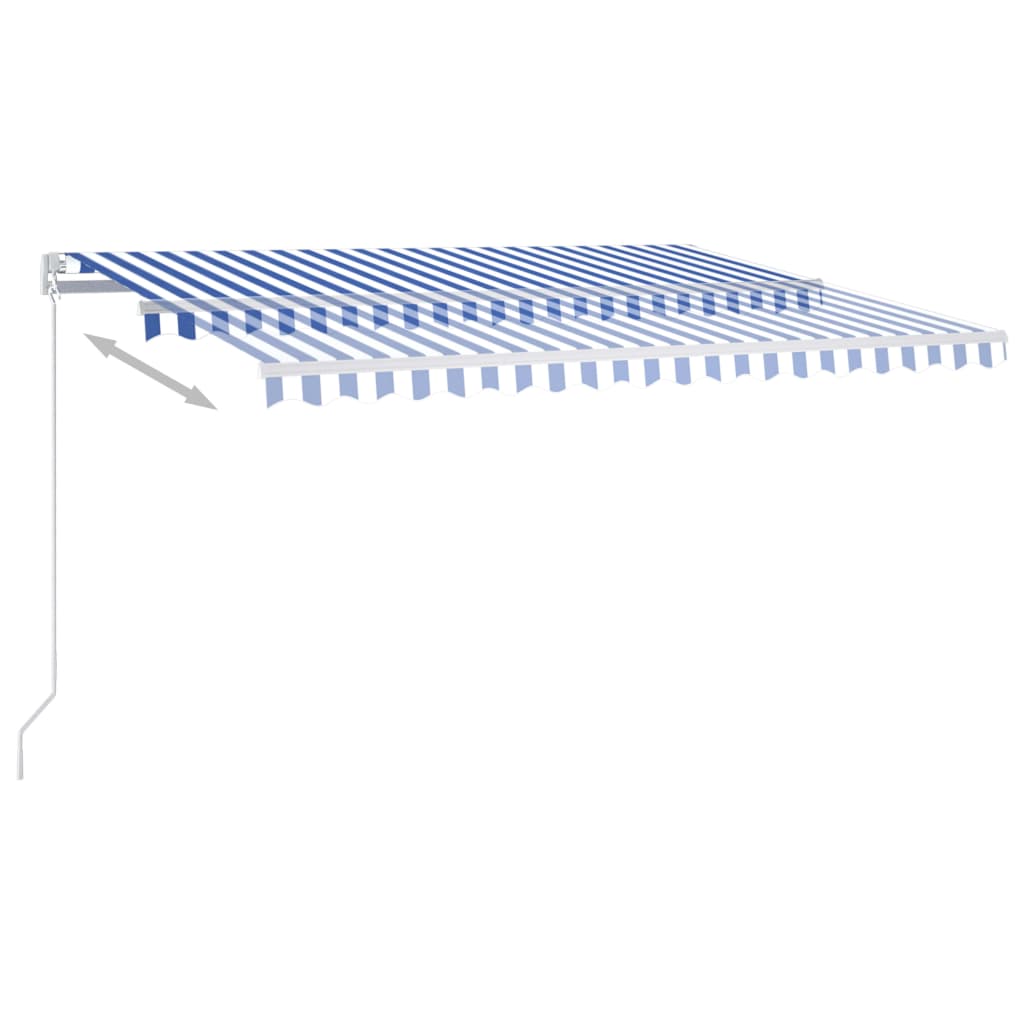Luifel automatisch uittrekbaar met palen 4,5x3 m blauw en wit