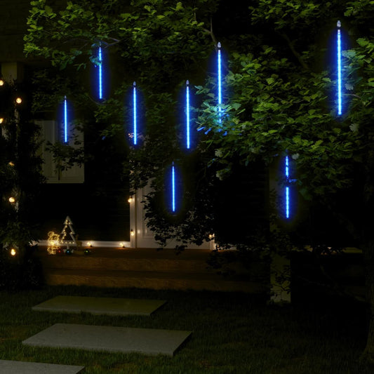 Meteoorlichten 8 st 192 LED's binnen/buiten 30 cm blauw