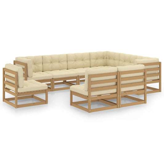 9-delige Loungeset met kussens massief grenenhout honingbruin Tuinsets | Creëer jouw Trendy Thuis | Gratis bezorgd & Retour | Trendy.nl