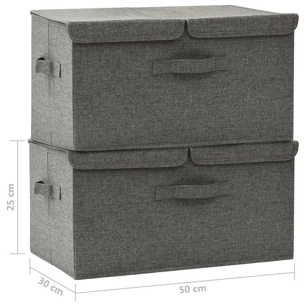 Opbergboxen 2 st 50x30x25 cm stof antracietkleurig Opbergdozen | Creëer jouw Trendy Thuis | Gratis bezorgd & Retour | Trendy.nl