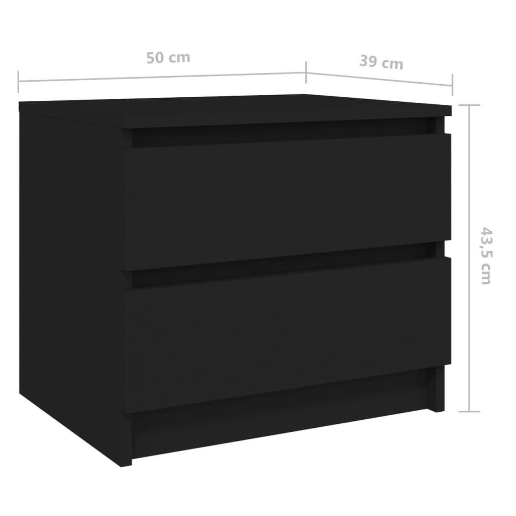 Nachtkastje 50x39x43,5 cm spaanplaat zwart Nachtkastjes | Creëer jouw Trendy Thuis | Gratis bezorgd & Retour | Trendy.nl
